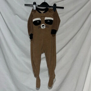 brown fleece raccoon face Carter's footie outfit size 12 months